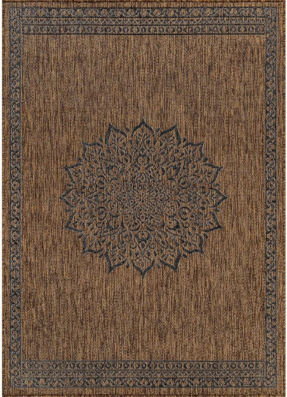 CAMILSON Outdoor Rug 6x9 Medallion Gold Modern Area Rugs for Indoor and Outdoor Patios Kitchen and Hallway Mats Washable Porch Deck Outside Carpet (Medallion Gold 6 x 9)
