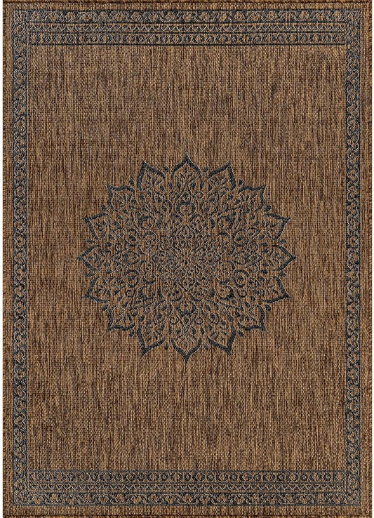 CAMILSON Outdoor Rug 5x7 Medallion Gold Modern Area Rugs for Indoor and Outdoor Patios Kitchen and Hallway Mats Washable Porch Deck Outside Carpet (Medallion Gold 5 x 7)