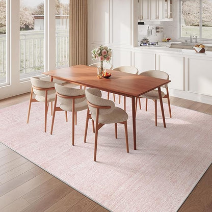 Valenrug Washable Rugs 6x9 - Non Slip 6x9 Area Rugs for Living Room, Stain Resistant Area Rugs for Bedroom, Foldable Machine Washable Area Rug(6'x9', Light Pink)