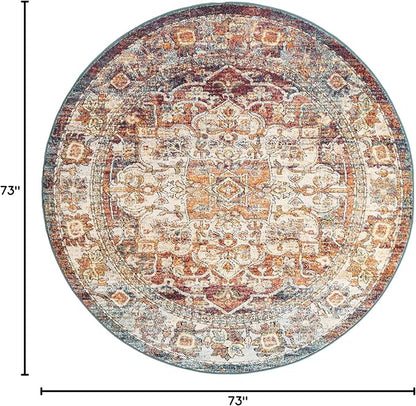 Unique Loom Isabella Collection Area Rug - Adjani (6' 1" Round, Multi/ Beige)