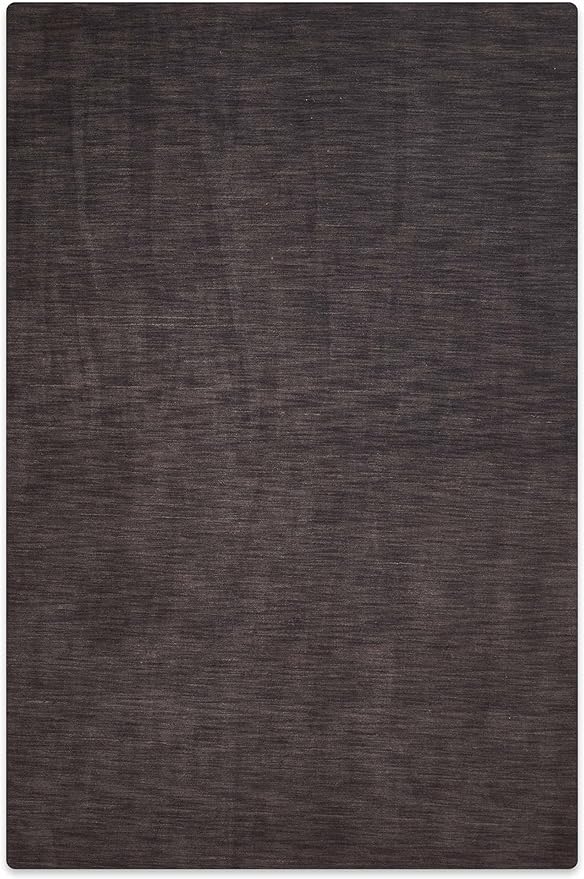 Hand Knotted Loom Wool ECO-Friendly Area Rugs - 6'x9', Rectangle, Charcoal Color, Solid Plain Design, High Pile Handmade Anti Skid Area Rugs for Living Room, Bed Room (L00111)