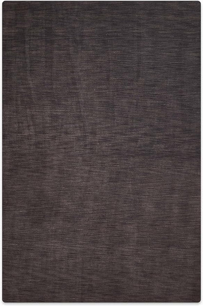 Rugsotic Carpets Hand Knotted Gabbeh Wool 5'x8' Area Rug Solid Charcoal L00111