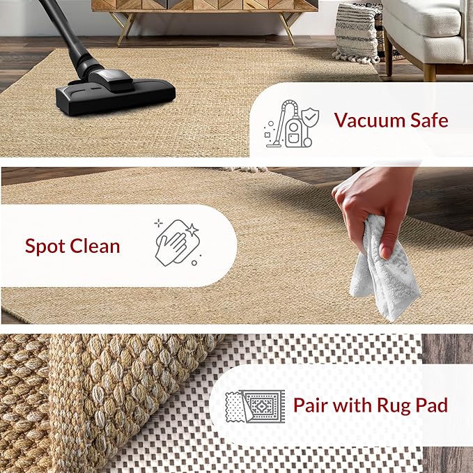 nuLOOM Alessi Solid Farmhouse Cotton Area Rug, 6x9, Beige