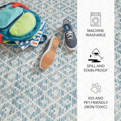 Dash and Albert Melange Diamond Machine Washable Area Rug - 5' x 8' Blue - Diamond Accent Rug - Anti-Slip Backing, Lightweight, Machine Washable, High Traffic Areas Kitchen, Mudroom, Laundry Room