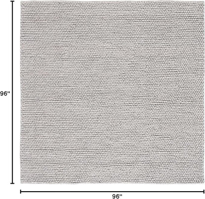 SAFAVIEH Natura Collection Area Rug - 8' Square, Silver, Handmade Wool Blend, Textured Design, Ideal for Living Room, Bedroom, Dining Space (NAT620C)