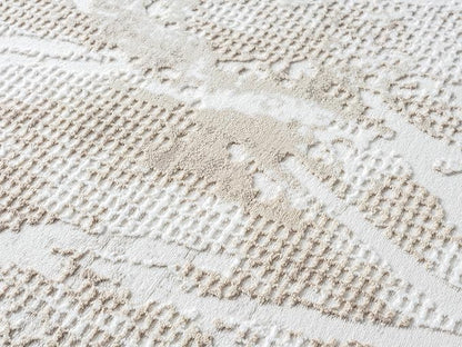 Adel Modern Area Rug for Living Room, 8x10 Rustic Distressed Abstract Large Beige Neutral Rug, Medium Pile Stain Resistant Carpet for Bedroom, Dining Room or Kitchen (8' x 10', Beige)