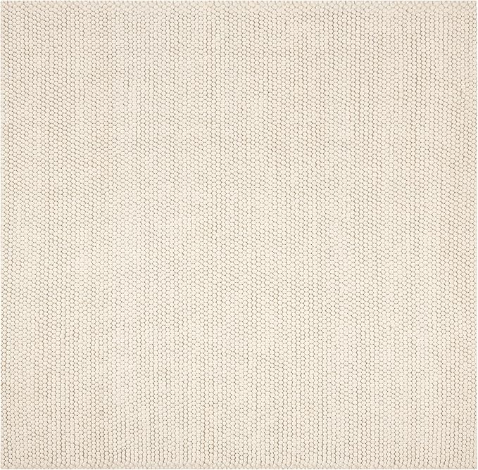 SAFAVIEH Natura Collection Area Rug - 6' Square, Ivory, Handmade Wool Blend, Textured Design, Ideal for Living Room, Bedroom, Dining Space (NAT620A)