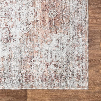 Bloom Rugs Washable Non-Slip 9' x 12' Rug - Ivory/Blush Traditional Area Rug for Living Room, Bedroom, Dining Room, and Kitchen - Exact Size: 9' x 12'