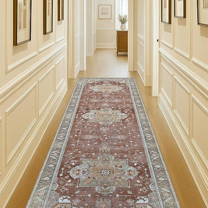 Washable Area Rug. Modern Farmhouse. Vintage. Turkish. Bohemian. Distressed. Oriental. Traditional. Rugs for Living Room. Dining. Bedroom. Office. Entryway. Foyer. (857RB, 2'5 x 9'8)