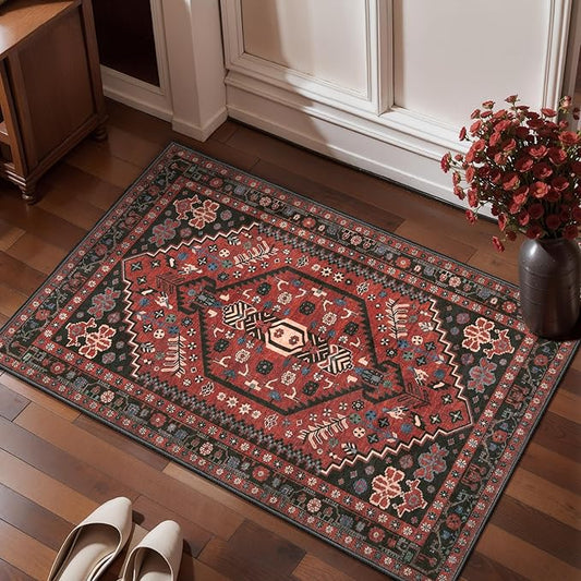 Ciicool Small Area Rug, 2x3ft Boho Rug, Ultra Soft Entry Rugs for Entryway, Non-Slip Washable Oriental Low-Pile Indoor Mat Floor Carpet for Entrance Bedroom Kitchen Bathroom Foyer Decor