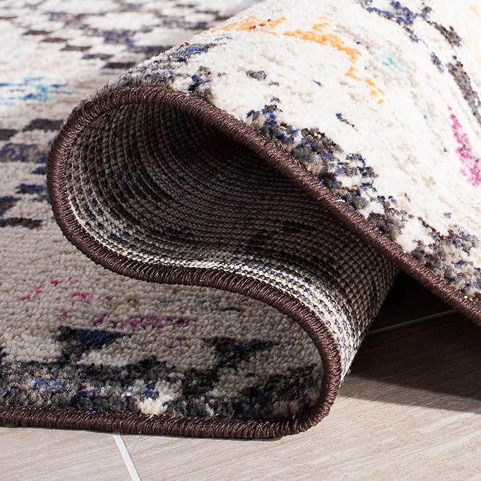 SAFAVIEH Madison Collection Accent Rug - 4' x 6', Black & Yellow, Boho Diamond Distressed Design, Non-Shedding & Easy Care, Ideal for High Traffic Areas in Entryway, Living Room, Bedroom (MAD418Z)