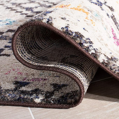 SAFAVIEH Madison Collection X-Large Area Rug - 12' x 15', Black & Yellow, Boho Diamond Distressed Design, Non-Shedding & Easy Care, Ideal for High Traffic Areas in Living Room, Bedroom (MAD418Z)