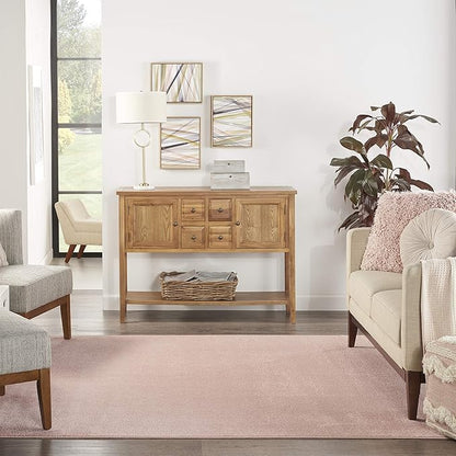 Nourison Home Nourison Essentials Pink 5' x Square Area Rug - Easy Clean, Non Shedding, Bed Room, Living Room, Dining Room, Kitchen (5' x Square)