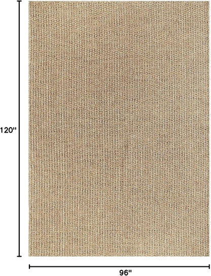 Easy Jute Rugs 8x10 Natural Color Living Room Indoor Outdoor Area Rug for Patio Farmhouse and Kitchen Rug High Traffic Easy to Clean Washable Solid Boho Woven Design Outside Carpet (8 x 10)