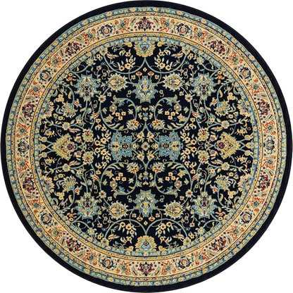 Unique Loom Sialk Hill Collection Area Rug - Washington (7' 10" Round Navy Blue/Cream)