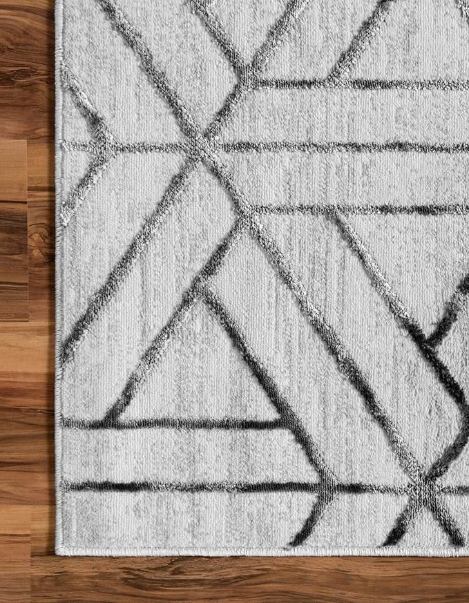 Rugs.com Lattice Trellis Collection Rug – 5' x 8' White Low-Pile Rug Perfect for Living Rooms, Large Dining Rooms, Open Floorplans