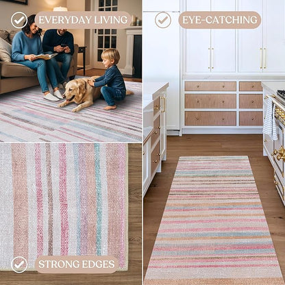 Fame Living Washable Area Rug. Modern Farmhouse. Vintage. Turkish. Bohemian. Distressed. Oriental. Traditional. Rugs for Living Room. Dining. Bedroom. Office. Entryway. Foyer. (865MM, 5'9" x 8'9")
