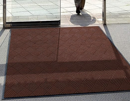 M+A Matting WaterHog Diamond-Pattern Commercial Grade Entrance Mat, Indoor/Outdoor Floor Mat 3' Length x 2' Width, Dark Brown