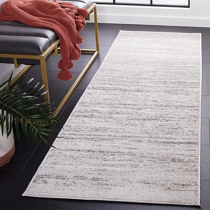SAFAVIEH Adirondack Collection Runner Rug - 2'6" x 22', Ivory & Silver, Modern Ombre Design, Non Shedding & Easy to Clean, Ideal for Hallway, Foyer, Kitchen, Entryway, Bedroom (ADR113B)