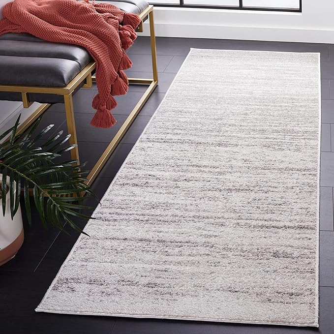 SAFAVIEH Adirondack Collection Runner Rug - 2' x 14', Ivory & Silver, Modern Ombre Design, Non Shedding & Easy to Clean, Ideal for Hallway, Foyer, Kitchen, Entryway, Bedroom (ADR113B)