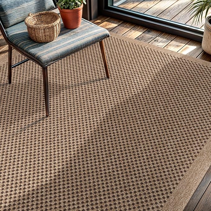 CAMILSON Easy Jute Rug 4x6, Indoor Outdoor Natural Color Fiber Area Rugs for Living Room Patio and Kitchen Rug, Sisal Boho Woven Design, Easy-Cleaning, Washable Outside Carpet Alfombras para(4 x 6)