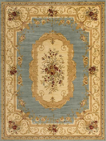 Rugs.com Chateau Collection Rug – 9' x 12' Light Blue Medium Rug Perfect for Living Rooms, Large Dining Rooms, Open Floorplans