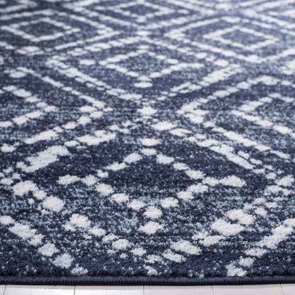 SAFAVIEH Adirondack Collection X-Large Area Rug - 12' x 18', Navy & Ivory, Modern Diamond Distressed Design, Non-Shedding & Easy Care, Ideal for High Traffic Areas in Living Room, Bedroom (ADR131N)
