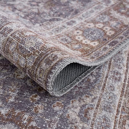 Bloom Rugs Washable 3' x 5' Rug - Brown/Dark Gray Traditional Area Rug for Living Room, Bedroom, Dining Room, and Kitchen - Exact Size: 3' x 5'