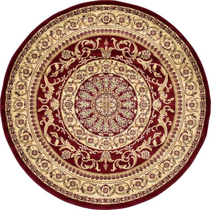 Unique Loom Versailles Collection Traditional Classic Medallion Floral Motif Area Rug (6' 0 x 6' 0 Round, Burgundy/ Ivory)