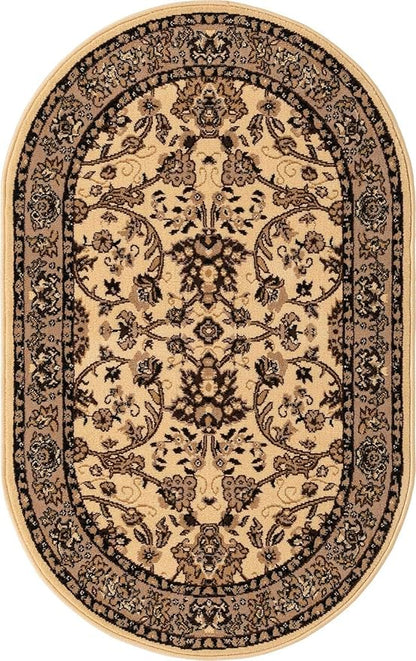 Unique Loom Sialk Hill Collection Area Rug - Washington (3' 3" x 5' 3" Oval Ivory/Black)