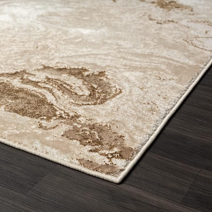 LUXE WEAVERS Marble Swirl Abstract Area Rug, Beige 6x9