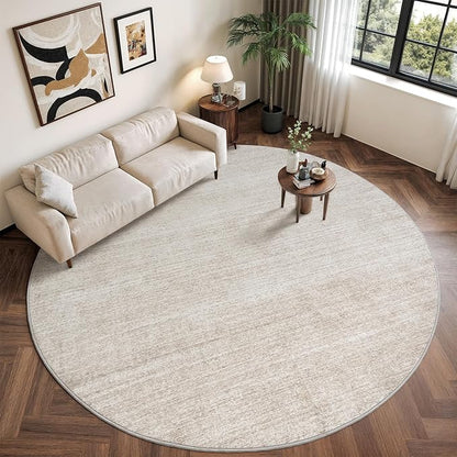 Valenrug Washable Round Area Rugs 6x6 - Stain Resistant 6ft Round Rugs for Living Room, Non Slip Backing Printed Rugs for Bedroom, Folable Machine Washable Area Rug (6ft, Beige)