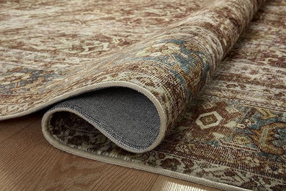 Loloi Magnolia Home by Joanna Gaines Sinclair Collection SIN-01 Rust/Lagoon 2'-0" x 5'-0", .25" Pile Height, Machine Washable, Accent Rug