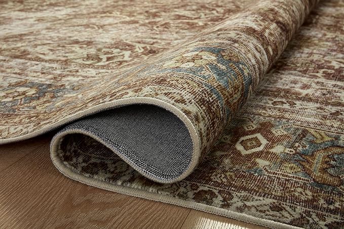 Loloi Magnolia Home by Joanna Gaines Sinclair Collection SIN-01 Rust/Lagoon 2'-3" x 7'-6", .25" Pile Height, Machine Washable, Runner Rug