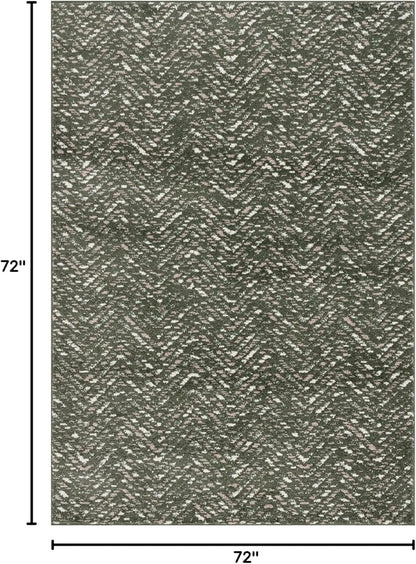 SAFAVIEH Adirondack Collection Area Rug - 6' Square, Dark Green & Ivory, Chevron Design, Non-Shedding & Easy Care, Ideal for High Traffic Areas in Living Room, Bedroom, Dining (ADR104Y-6SQ)