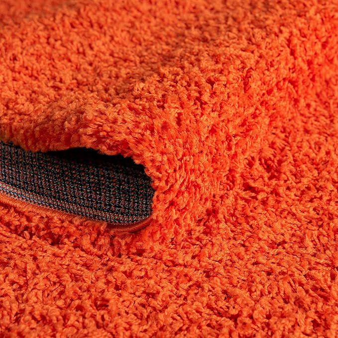 Unique Loom Solid Shag Collection Area Rug (3' 3" Round, Tiger Orange)