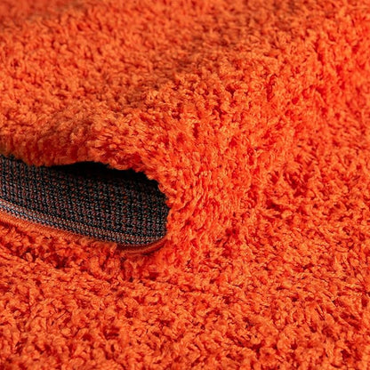 Unique Loom Solid Shag Collection Area Rug (3' 3" Round, Tiger Orange)