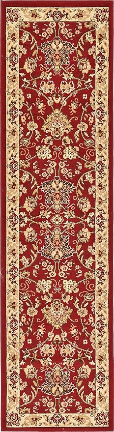 Unique Loom Sialk Hill Collection Area Rug - Washington (2' 2" x 8' 2" Runner Burgundy/Cream)