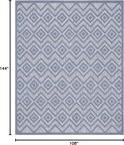 Nourison Home Versatile Denim Blue 9' x 12' Area Rug - Easy Clean, Non Shedding, Bed Room, Living Room, Dining Room, Kitchen (9' x 12')