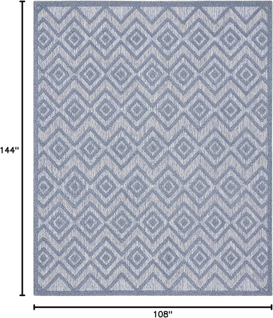 Nourison Home Versatile Denim Blue 9' x 12' Area Rug - Easy Clean, Non Shedding, Bed Room, Living Room, Dining Room, Kitchen (9' x 12')