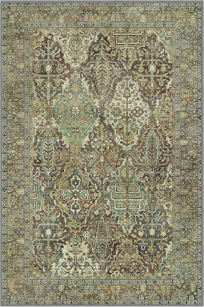 2x3 Entrance Rug Machine Washable Rug Small Door Mat,Ultra-Thin Low Pile Pad,Lightweight Indoor Carpet,Non Slip Floral Area Rug for Entryway,Bedside,Kids Room,Laundry,Bathroom,Sage Green