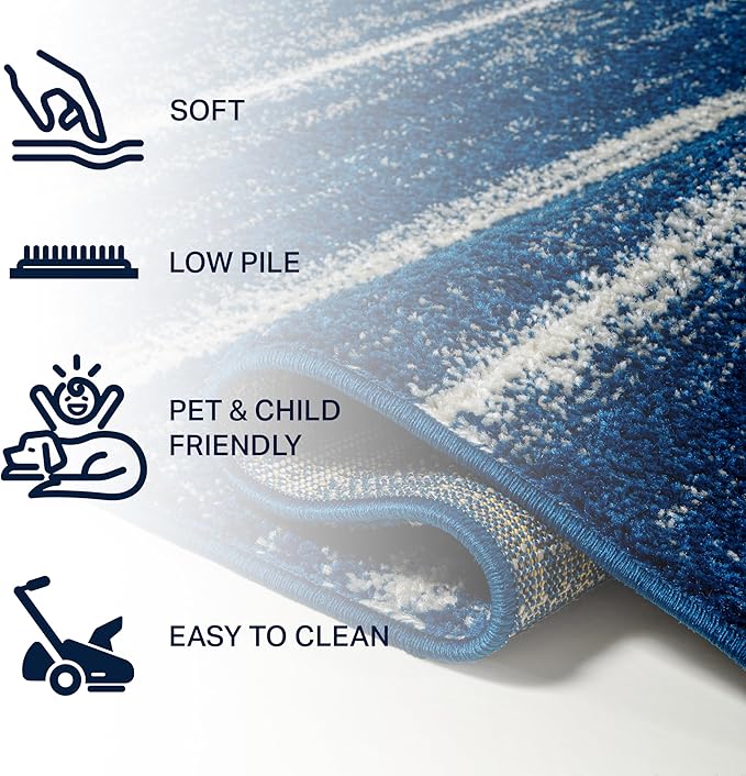 JONATHAN Y Williamsburg Minimalist Stripe Navy/Cream Runner Rug, 2x8, Contemporary, Modern, Easy-Cleaning for Living Room, Bedroom, Kitchen, Pet Friendly, Non-Shedding (MOH201C-28)