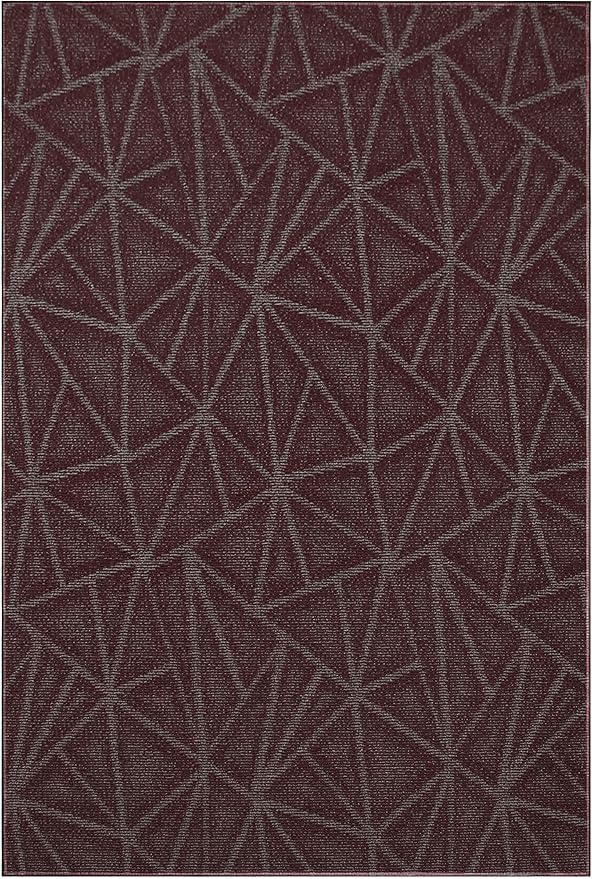 Furnish my Place Geometrical Pattern Indoor/Outdoor Refine Burgundy Abstract Area Rug, Home Decor Mat, Contemporary Rug for Living Room, Made in USA -3' x 4' Rectangle