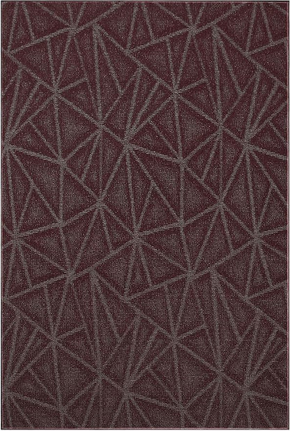 Furnish my Place Geometrical Pattern Indoor/Outdoor Refine Burgundy Abstract Area Rug, Home Decor Mat, Contemporary Rug for Living Room, Made in USA -2' x 3' Rectangle