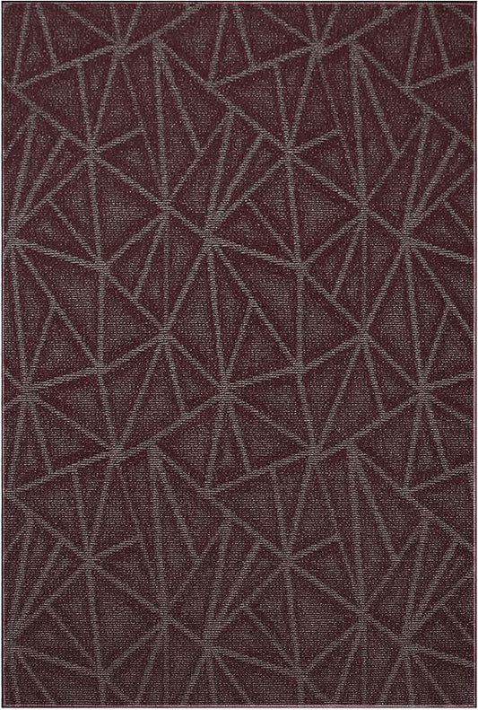 Furnish my Place Geometrical Pattern Indoor/Outdoor Refine Burgundy Abstract Area Rug, Home Decor Mat, Contemporary Rug for Living Room, Made in USA -2' x 4' Rectangle