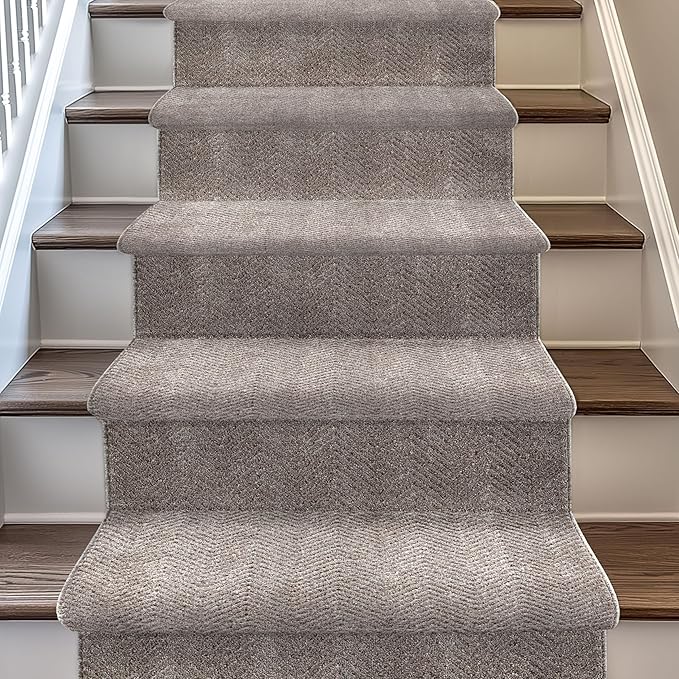 Well Woven Custom Size Hallway & Stair Runner- Harlow Pompeii Taupe 31 Inches Wide x 23 Feet Long Runner (31" x 23') Runner Rug - Modern Chevron Pattern, Ultra-Soft, Easy-Clean