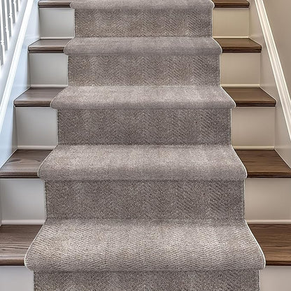 Well Woven Custom Size Hallway & Stair Runner- Harlow Pompeii Taupe 31 Inches Wide x 9 Feet Long Runner (31" x 9') Runner Rug - Modern Chevron Pattern, Ultra-Soft, Easy-Clean