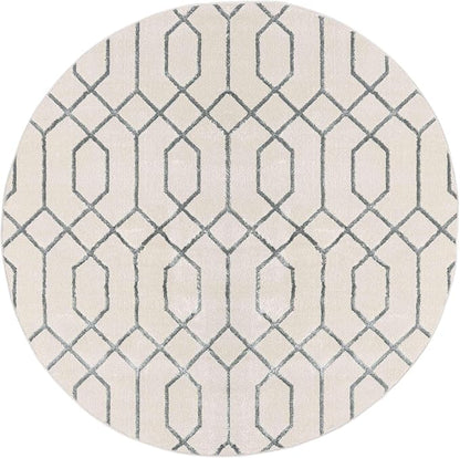 Unique Loom Marilyn Monroe Glam Collection Area Rug - Trellis (5' 3" Round, White Silver/ Silver)