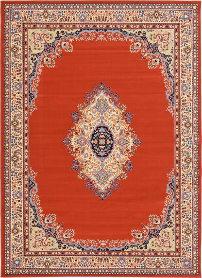 Unique Loom Reza Collection Traditional Persian Style Area Rug, 7 x 10 ft, Terracotta/Ivory