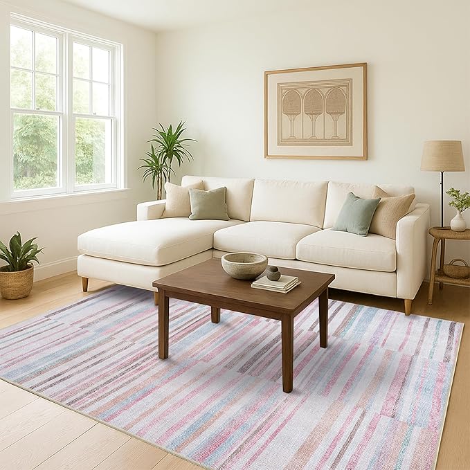 Fame Living Washable Area Rug. Modern Farmhouse. Vintage. Turkish. Bohemian. Distressed. Oriental. Traditional. Rugs for Living Room. Dining. Bedroom. Office. Entryway. Foyer. (865MM, 9' x 12')